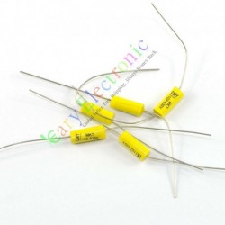 Yellow Long Lead Axial Polyester Film Capacitor 0.001uf 630v Fr Tube Amps