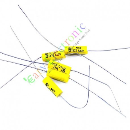 Yellow Long Lead Axial Polyester Film Capacitor 0.0047uf 630v for Tube Amps