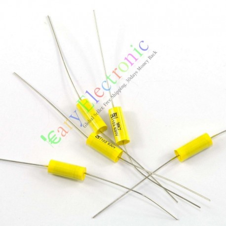 Yellow Long Lead Axial Polyester Film Capacitor 0.01uf 630v Fr Tube Amps