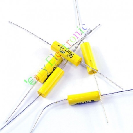 Yellow Long Leads Axial Polyester Film Capacitor 0.22uf 630v for Tube Amps