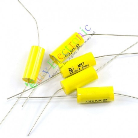 Yellow Long Lead Axial Polyester Film Capacitor 0.47uf 630v for Tube Amps