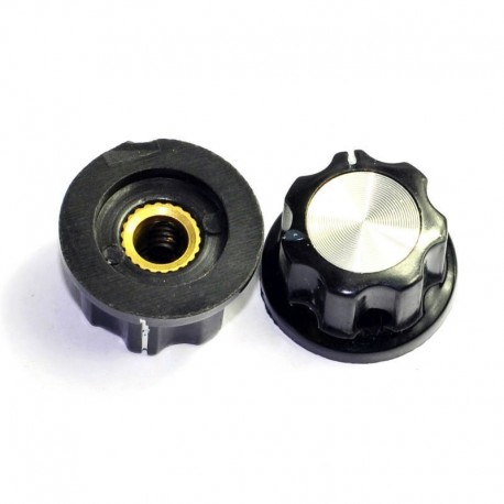 23mm Pedal Top Skirted Black Knob Guitar Tube Amp Jazz Bass Audio DIY Parts