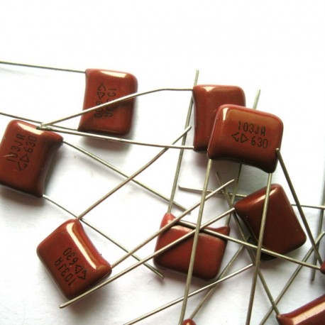 thumbnail image 2 of 100pcs Smw 0.01uF 103J 630V Metallized Film Capacitors – 10nF, 10mm Pitch 2 of 6
