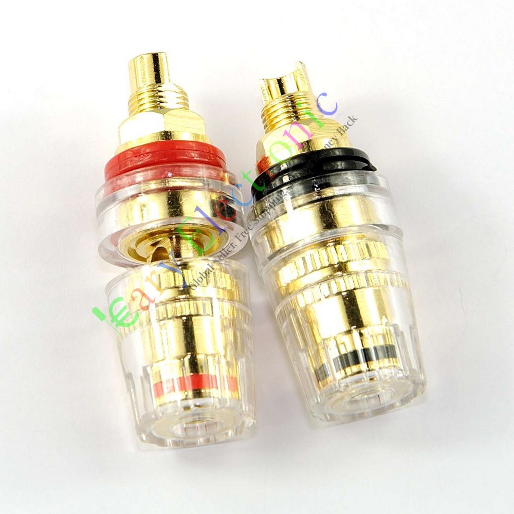 20pcs Gold Plated Copper Speaker cable amp Binding post Terminal Plug tube audio 