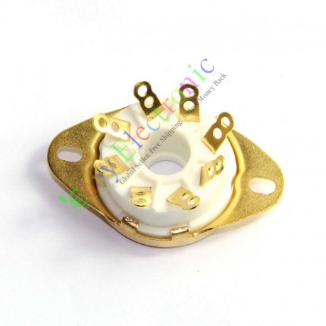 8pin Gold Ceramic Vacuum Tube Socket Octal Valve Base Fr El34 Kt88 6550 Amp