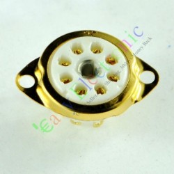 Gold 8pin Ceramic Vacuum Tube Socket Valve Base Fr Ecc40 Audio Amp Diy Parts