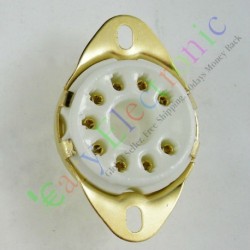 Gilded 9pin Ceramic Vacuum Tube Socket Gold Valve Base for El504 El519 Audio