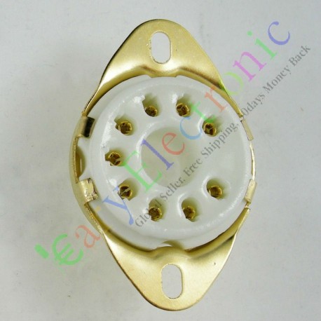 Gilded 9pin Ceramic Vacuum Tube Socket Gold Valve Base for El504 El519 Audio