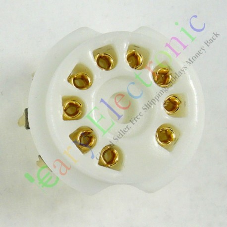 Gold 9pin PCB Ceramic Vacuum Tube Sockets Valve Base 12ax7 12au7 Ecc83 Ecc82