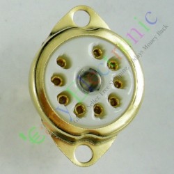 Gilded 9pin Ceramic Vacuum Tube Socket Top Mount Valve for 12ax7 12au7 Ecc82