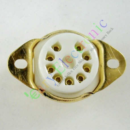 Gold 9pin Ceramic Vacuum Tube Socket Gilded Valve Base Fr 12ax7 12au7 Ecc83