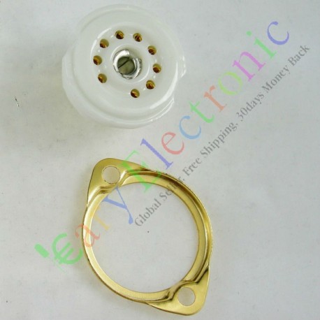 Gilded 9pin Ceramic Vacuum Tube Socket Mount Gold Valve Base for 12ax7 12au7