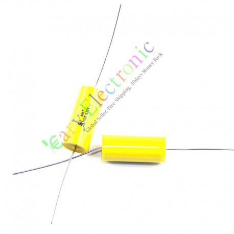 Long Copper Leads Yellow Axial Polyester Film Capacitor 1.0uf 630v for Amps