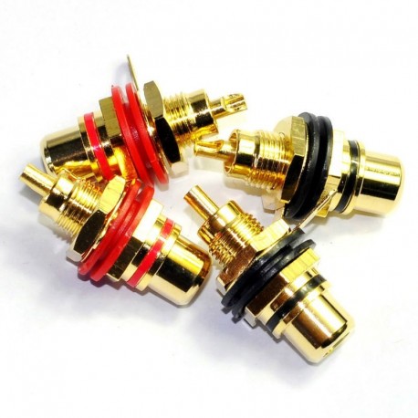 Gold RCA Jack Female Chassis Connector AMP Sockets