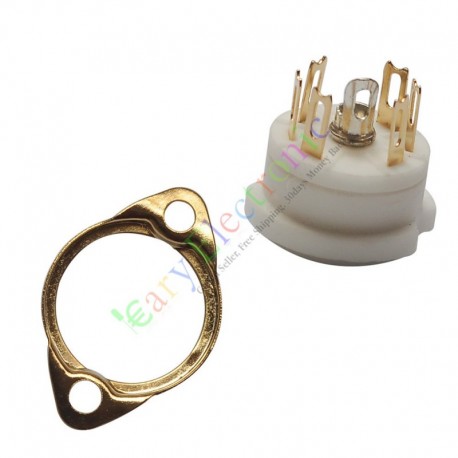 6pin Gold Ceramic vacuum tube sockets HIFI audio amplifier DIY radio parts