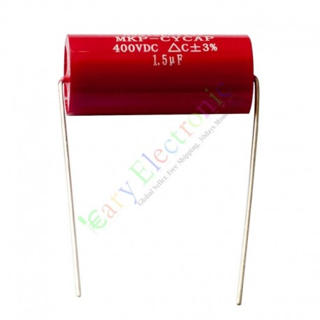 MKP 400V 1.5uf Red long copper leads Axial Electrolytic Capacitor audio amp