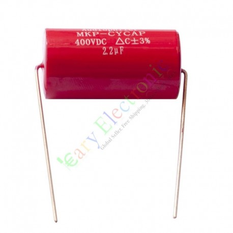 MKP 400V 2.2uf Red long copper leads Axial Electrolytic Capacitor audio amp